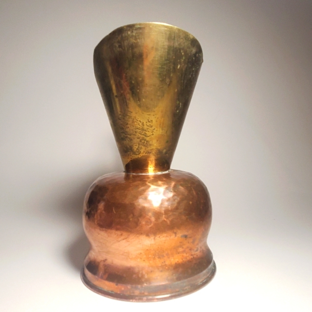 ANTIQUE Copper Pitcher Jug with Brass Accents & Petina Farmhouse Style - Picture 5 of 9